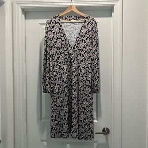 Boden midi floral purple faux wrap dress